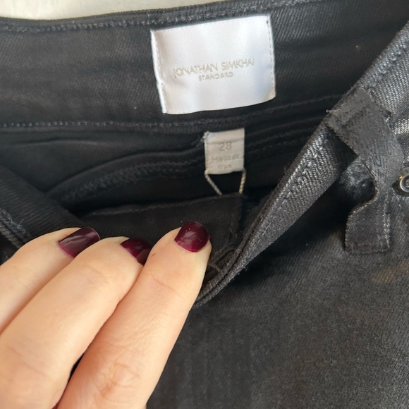 NWT Jonathan Simkhai Amelia Cutout Jeans in coated black - Picture 6 of 9